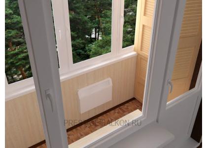 Теплое остекление лоджии пластиковыми окнами и отопительным конвектором в Жуковском