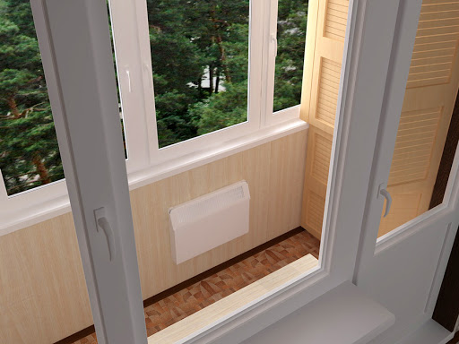 Теплое остекление лоджии пластиковыми окнами и отопительным конвектором в Жуковском